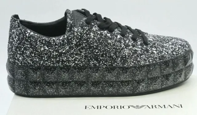 Emporio Armani  Sneaker low Damen Schuhe Gr 40 und 37 schwarz GLITTER NEU 3