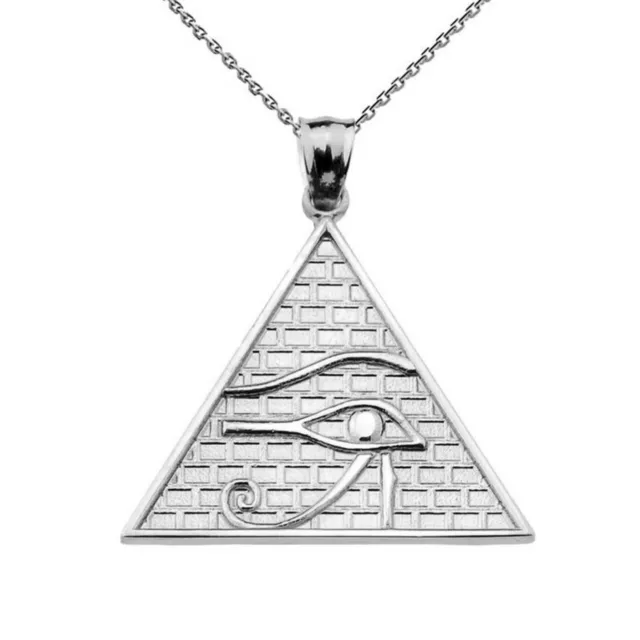 .925 Sterling Silver Eye of Horus Charm (13 Steps) Pendant Necklace
