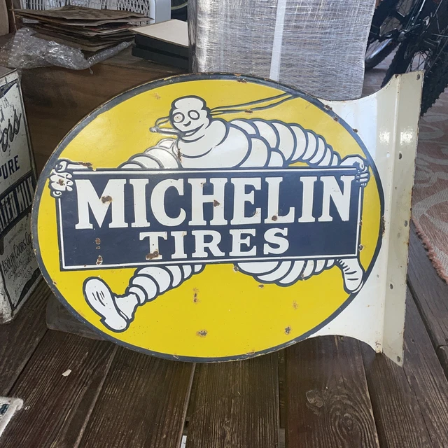 Rare Michelin Bibendum Porcelain Flange Sign