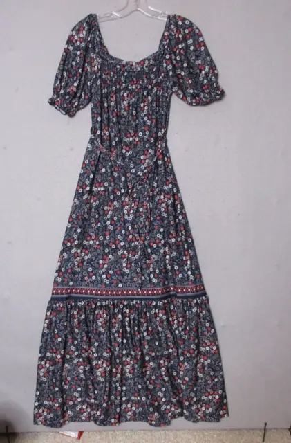 Max Studio Maxi Dress Women Small Floral Prairie Smocked Cottage Core Belted