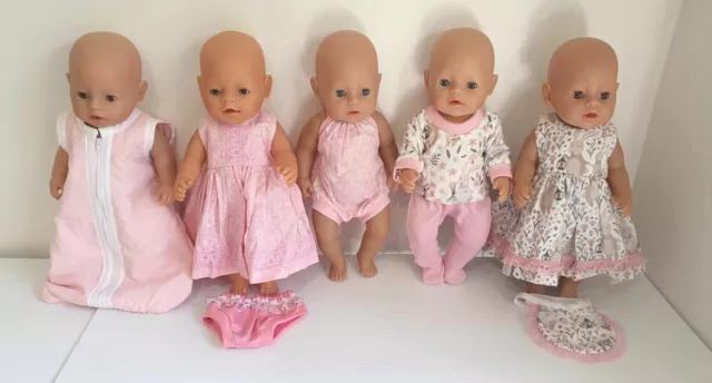 Dolls Clothes made to fit 43cm Baby Born Doll. Sleeping Bag, 2x Dress etc