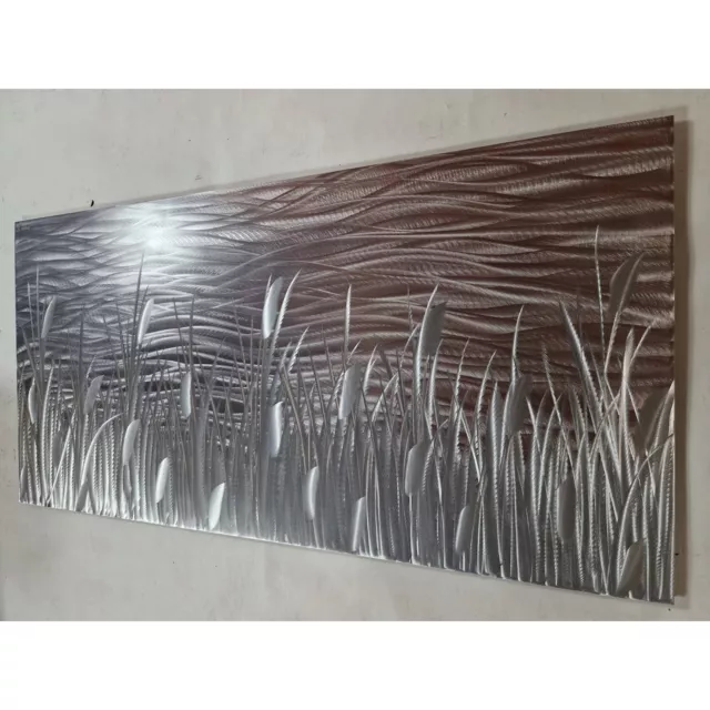 Modern abstract Contemporary metal wall art. Grey,  Copper and Silver