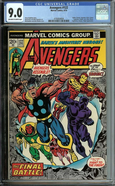 Avengers #122 Cgc 9.0 Ow/Wh Pages // Zodiac Crime Cartel App Marvel Comics 1974