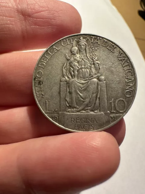 10 Lire 1931 Vatikan Pius XI. Silberne Vatikanmünze