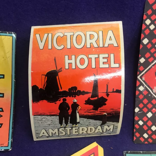 Vintage Hotel Luggage Label Lot  Italy Amsterdam Germany 3