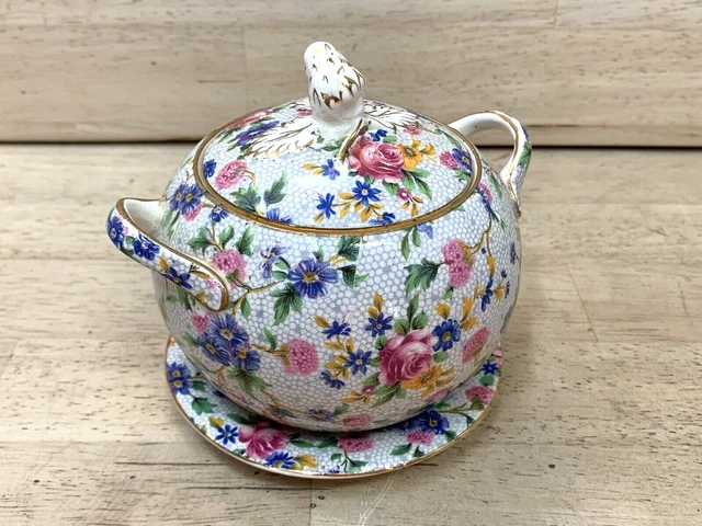 VINTAGE ROYAL WINTON Old Cottage CHINTZ Sugar bowl ENGLAND