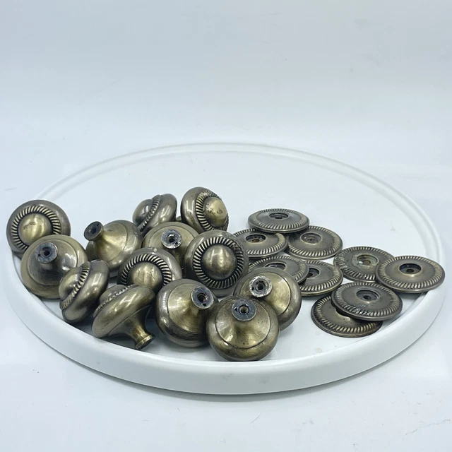 Lot of 22 Vintage Bronze Knobs Backing Handles Hardware Furniture Drawer Dresser
