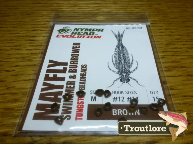 Flymen Tungsten Nymph Head Mayfly Swimmer Brown Medium - New Fly Tying Materials