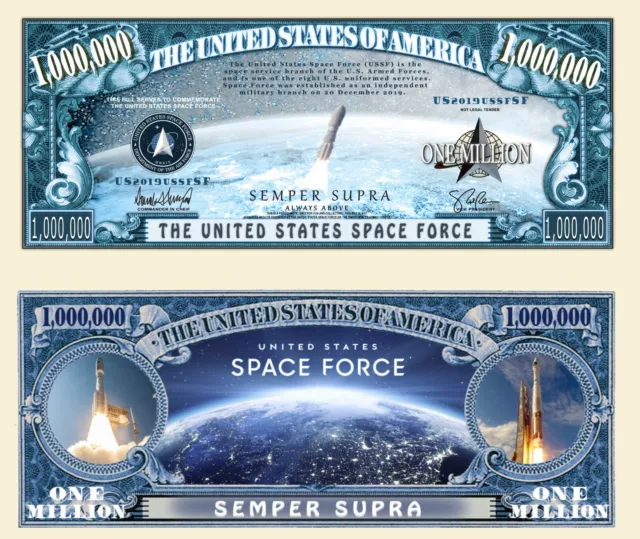 United States Space Force Banconota Million Dollaro US! Ussf Serie Esercito USA