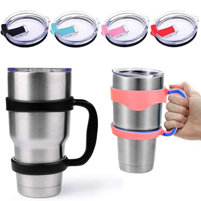 Anti Slip Travel Mug Grip Holder Handle Lid For YETI Rambler Tumbler Cup 30 oz