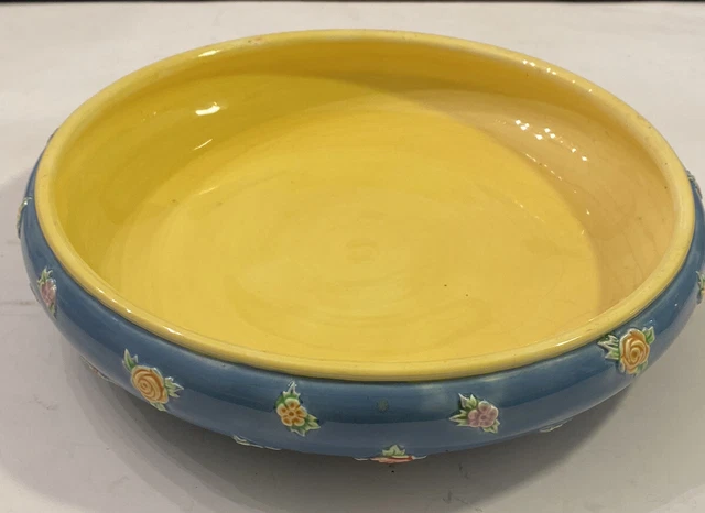 Vintage Czech Majolica Nouveau Deco Art Pottery Bowl Eichwald. 10” Wide.