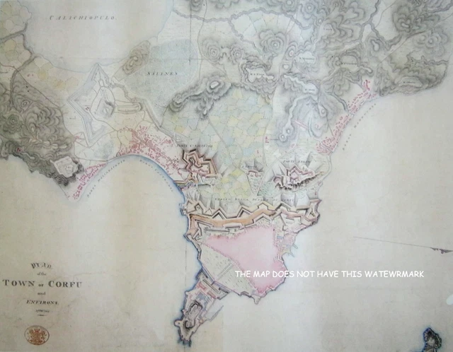 Corfu Town Greece 1827 After Britsh Protection Magnificent Oversize Hardback Map