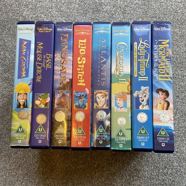 BUNDLE X8 DISNEY Classics 90's VHS Video Cassette Tapes, Blue Cases £10