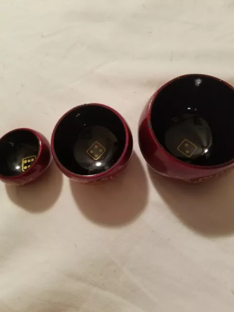 Aizu G Lacquered 3 piece Mini Bowls MADE IN JAPAN.