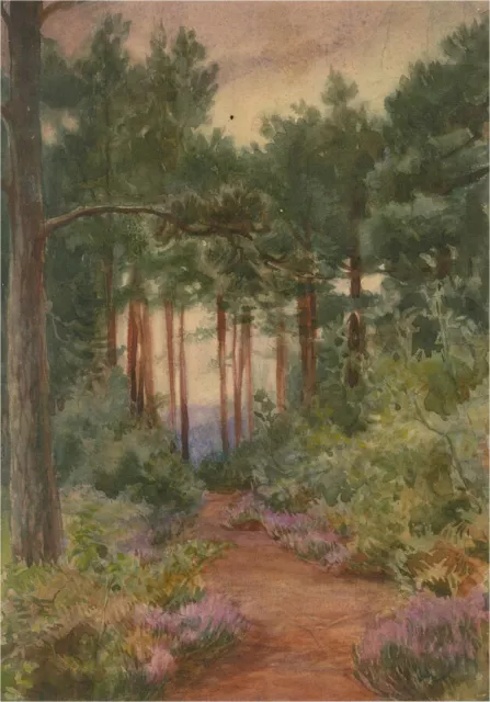 Mid 20th Century Watercolour - Forest Walk