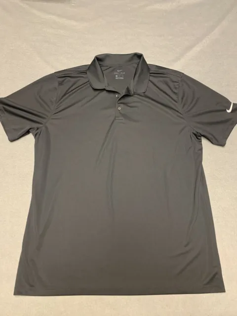 Nike dri fit golf shirt men’s xl black polyester rugby polo short sleeve