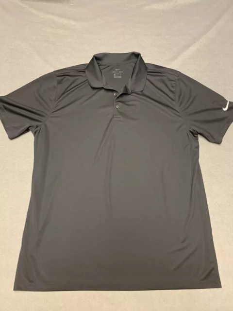 Nike dri fit golf shirt men’s xl black polyester rugby polo short sleeve