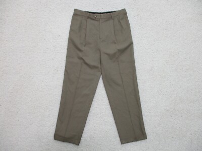 Croft & Barrow Dress Pants 38x32 Mens Khaki Tan Straight Pleated Cuffed Casual