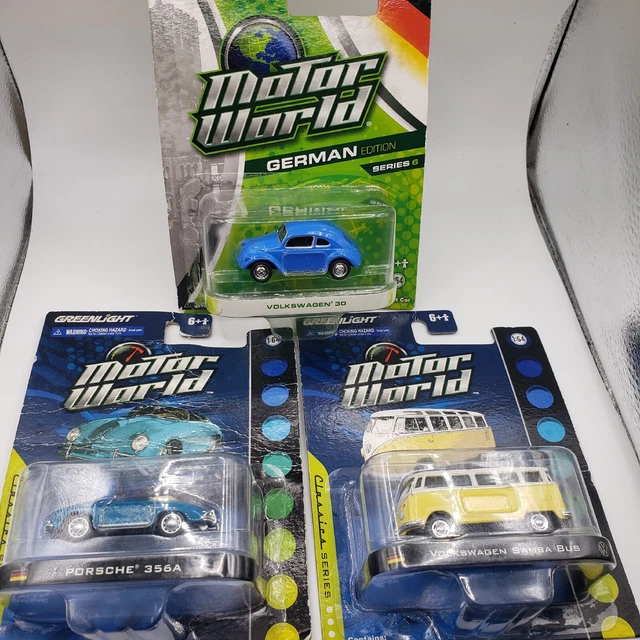 Green Light Motor World Volkswagen Samba Bus Porsche 356A Beetle 1/64 Diecast