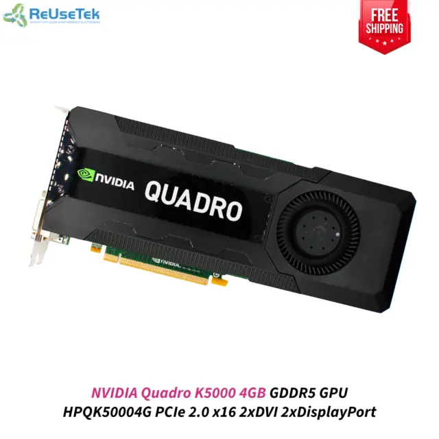 NVIDIA Quadro K5000 4GB GDDR5 GPU HPQK50004G PCIe 2.0 x16 2xDVI 2xDisplayPort