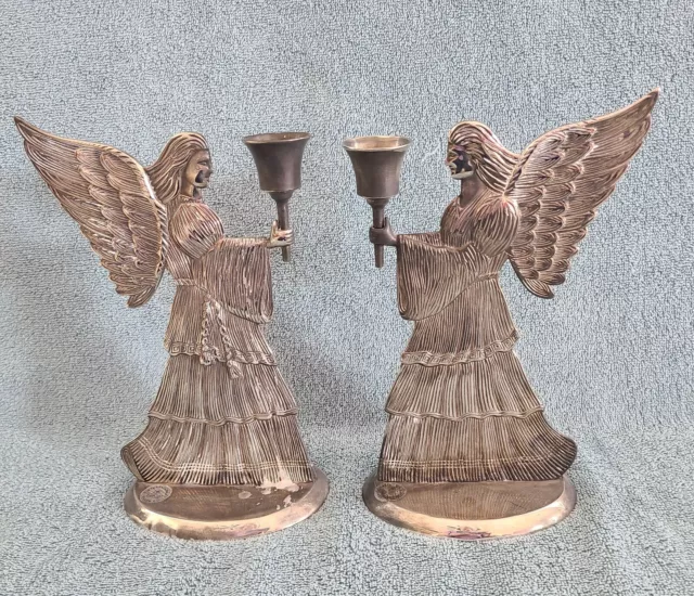 International Christmas Sterling Silver Plate 1994 Angel Candle Holder 9-in Tall