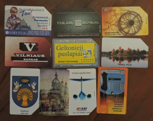 10 Assorted Used  Phonecards From Lithuania  No Value Collectors Item. Lot 5