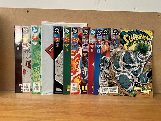 Lot of 12 Superman Comics Reign of Supermen, Man of Steel 18, Funeral for Friend
