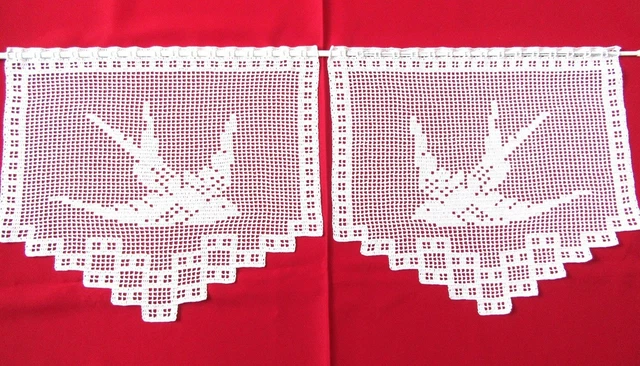Rideaux salamandre brise-vue crochet dentelle coton blanc f à