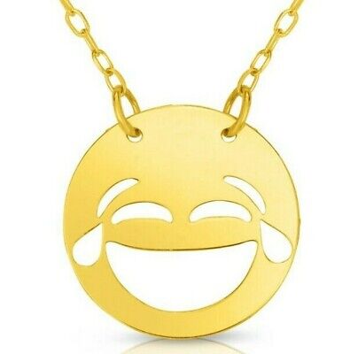 14kt Yellow Gold Pendant-11mm Shiny "LOL" Laughter & Tears Emoji 16" Necklace