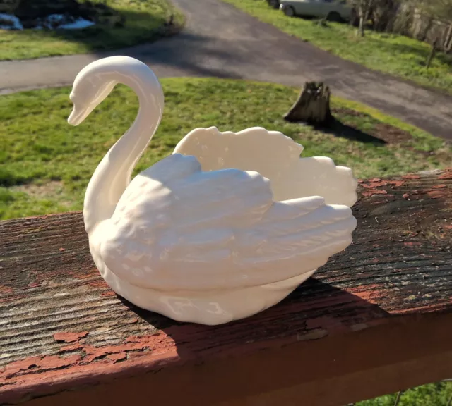 Vintage White Swan Figurine/Planter-Goebel West Germany