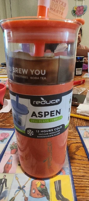 Reduce Aspen Vacuum Insulated Stainless Steel Glass Tumbler,Lid ,Straw 20oz