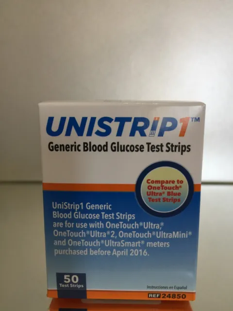 Unistrip 1 Blood Glucose Test Strips 50 Qty.  Exp 10/2025. Free shipping