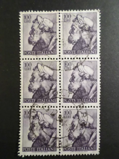ITALIE ITALIA ITALY 1961, timbre 839 en BLOC, QUARTINA, EZECHIEL oblitéré, STAMP