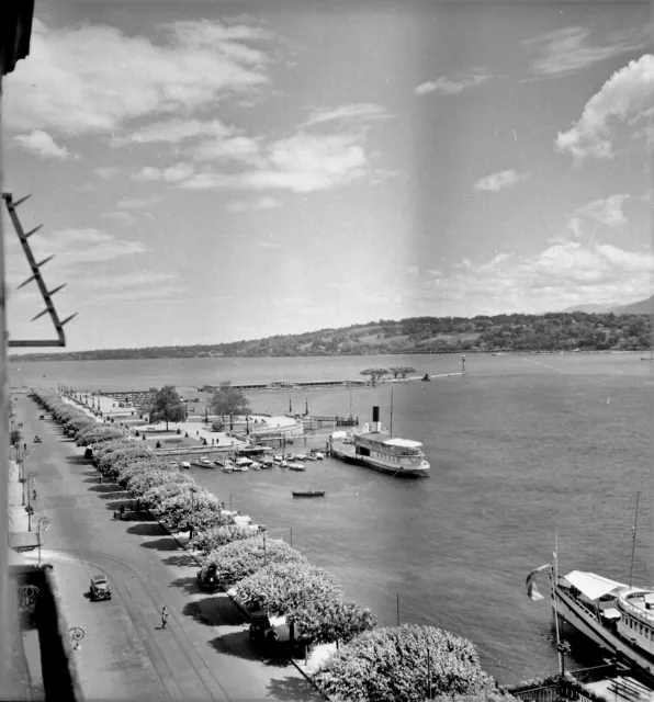 SUISSE c. 1938 - Panorama Bateaux  Quai Genève - Négatif 6 x 6 - Sui 103