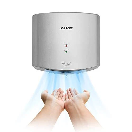 AIKE Air Wiper Compact Hand Dryer 110V 1400W Silver with 2 Pin Plug Model AK2630