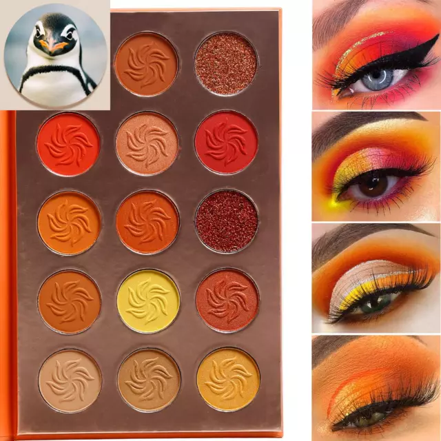 Palette Fard À Paupières Maquillage Yeux Paillette Mat Rouge-Orange, Eyeshadow P 2