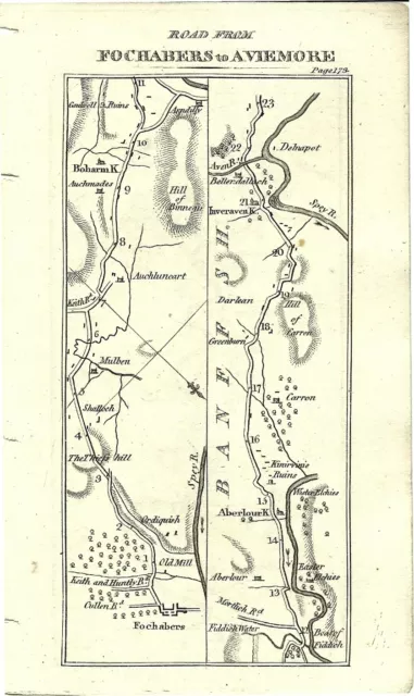 Antique map, Taylor & Skinner, Fochambers to Aviemore (1)