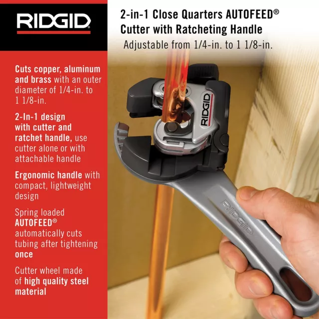 RIDGID 32573 Model 118 2-in-1 Close Quarters AUTOFEED 1/4 to 1-1/8 Metal 2