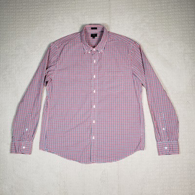 J Crew Button Down Shirt Mens XL Red White Blue Slim Fit Pocket Casual Workwear