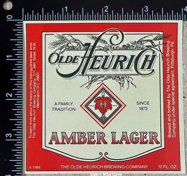 Olde Heurich Amber Lager Beer Label - WASHINGTON DC
