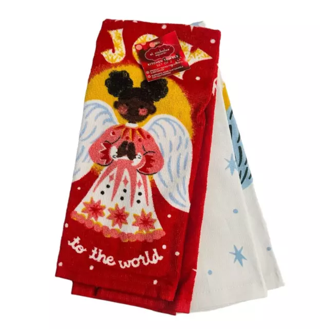 St Nicholas Square Christmas Kitchen Towels Angels Joy To The World Set Of 2