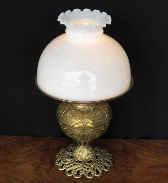 Vintage 10-inch White Opal Glass Oil/Elec Lamp Shade Fits Aladdin Coleman Rayo 2