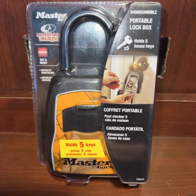 Mossy Oak Master Lock Combination Lock Box Holds 5 House Keys 5400DCAMOBLZ
