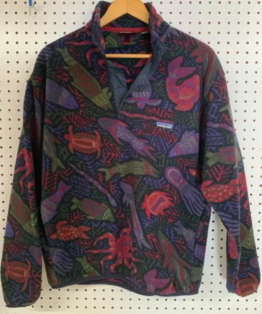 RARE 90S PATAGONIA Fish Turtle Synchilla Snap t Fleece Jacket Sea