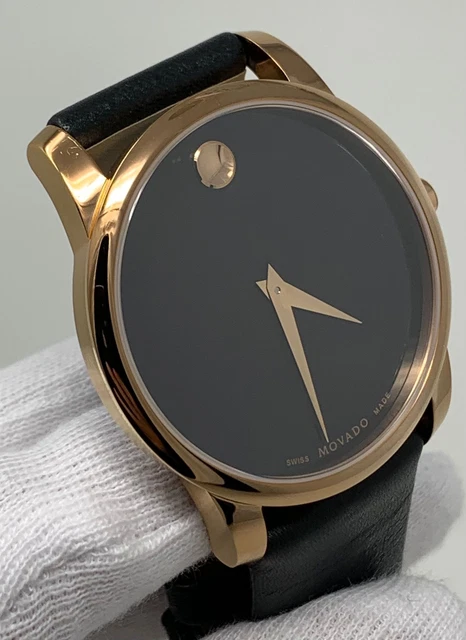 Movado Museum Classic Swiss 40mm Black Dial Black Leather Men's Watch 0607078 SD 9