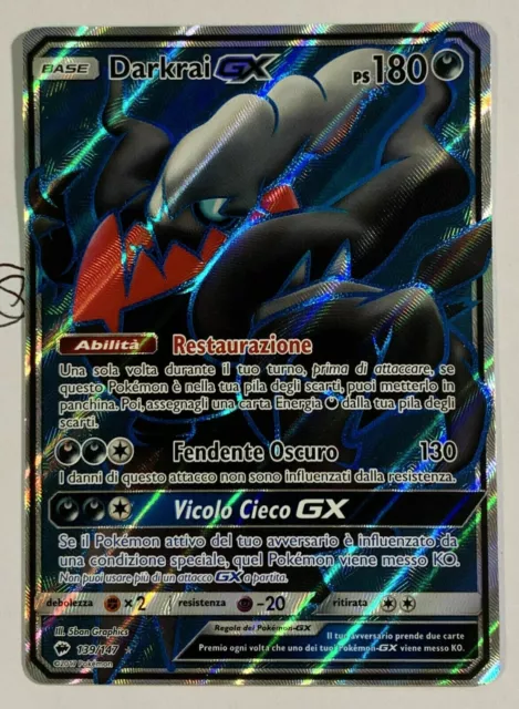 Pokemon Darkrai GX 139/147 Full Art Ultra Rara Mint/NM Ita