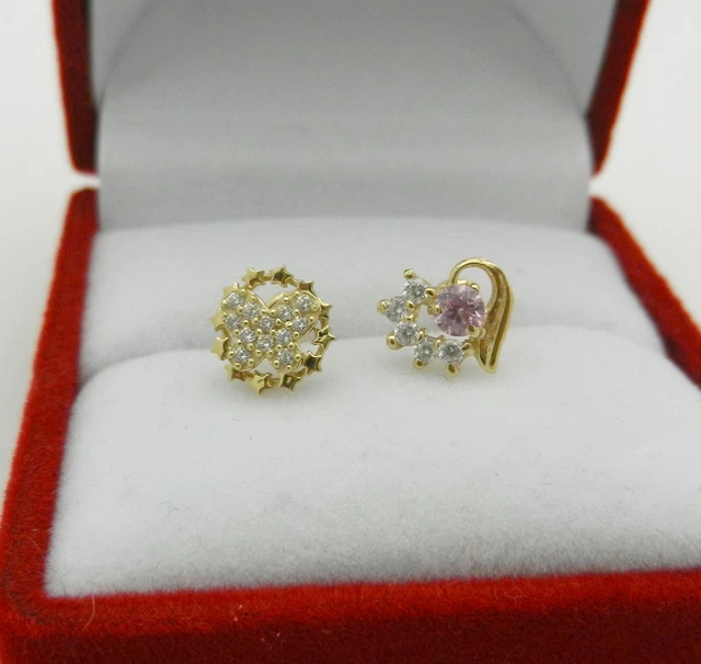 Lot of 2 Single Girls Stud Earrings in 14k Yellow Gold