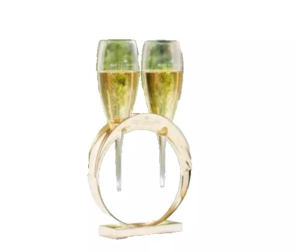 Moet Chandon Champagne Lovers Glass Set Wedding Band With 2 Crystal Glasses New 2