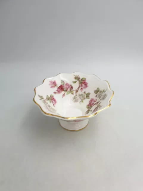 Aynsley Fine Bone China Elizabeth Rose Footed Dish Bowl Scalloped Edge Gold Deta