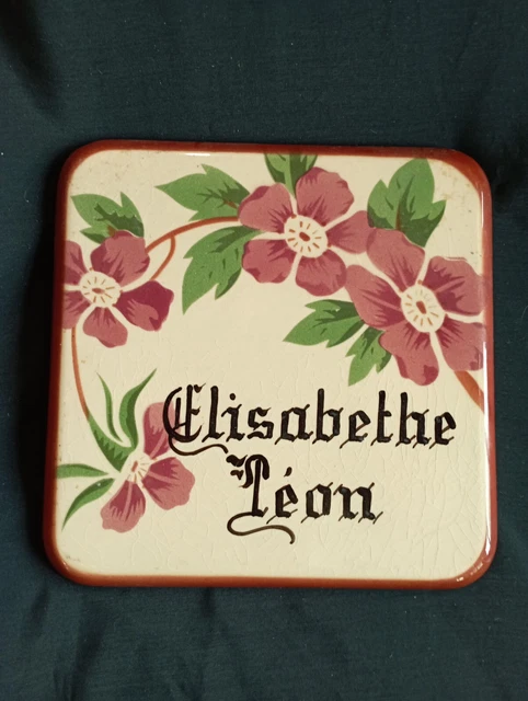 Ancien  Dessous De Plat En Faience  Art Deco Decor Fleurs Elisabethe Leon Dn3751